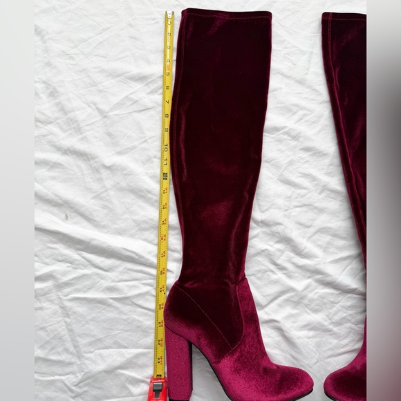 Chinese Laundry Brenda Velvet Over The Knee Boots | Burgundy | Size 6 - Picture 9 of 17